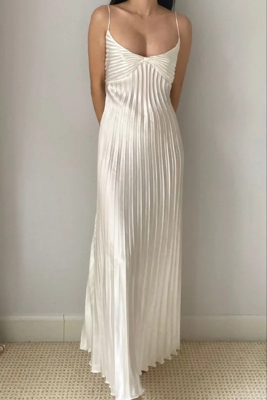 Ivory Spaghetti Straps A-Line Pleated Elegant Long Party Dress, DP3206 Tunics Canvas sturdy Ivory Spaghetti Straps A-Line Pleated Elegant Long Party Dress, DP3206 Tunics Canvas sturdy