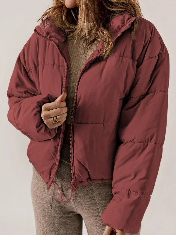 Burgundy Quilted Zipper Closure Puffer Jacket Corduroy Jacket Velvet Jacket Brocade Jacket Burgundy Quilted Zipper Closure Puffer Jacket Corduroy Jacket Velvet Jacket Brocade Jacket