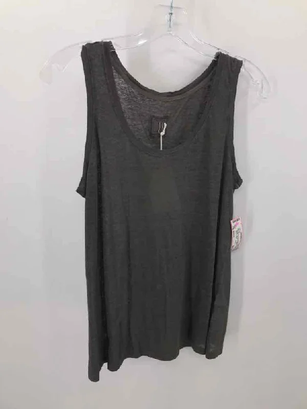 Pre-Owned 120% Lino Grey Size Medium Tank Top graphic tank top