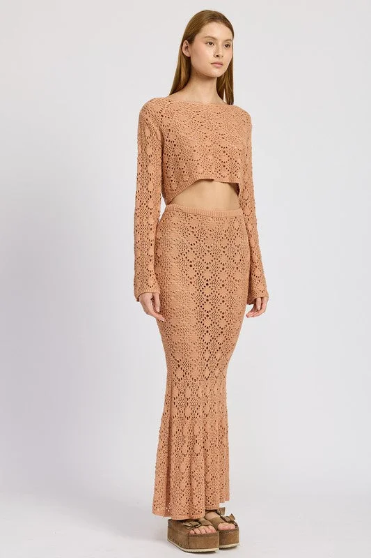 Mermaid Maxi Crochet  Skirt leather skirt sleek