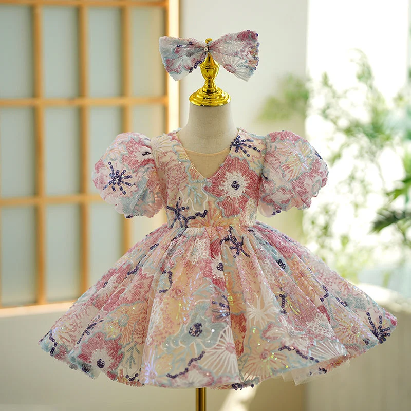 Baby Girl Colorful Sequined Princess Dress Birthday Party Dress Tunics Leisure comfortable Baby Girl Colorful Sequined Princess Dress Birthday Party Dress Tunics Leisure comfortable