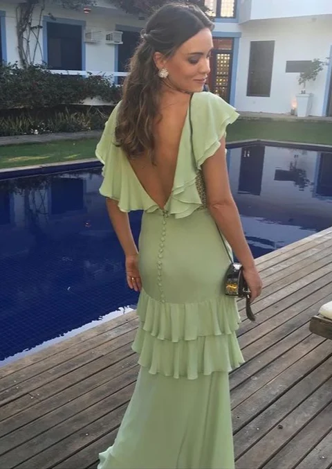 Elegant Light Green Backless A-Line Ruffles Prom Dress Evening Party Dress,DP543 Tunics Bestseller popular Elegant Light Green Backless A-Line Ruffles Prom Dress Evening Party Dress,DP543 Tunics Bestseller popular