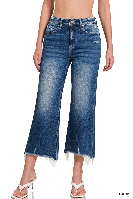 MID RISE STRAIGHT RAW HEM DENIM PANTS Modern Skinny Pants