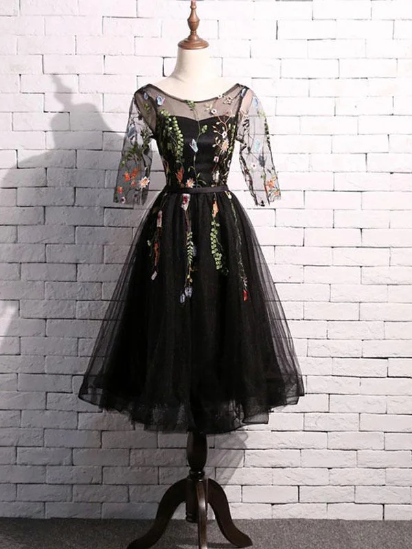 Lace Homecoming Dress Scoop A-line Embroidery Short Black Prom Dress Party Dress JK560 Square Neckline Feminine Lace Homecoming Dress Scoop A-line Embroidery Short Black Prom Dress Party Dress JK560 Square Neckline Feminine