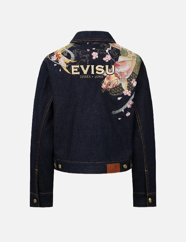 Tattoo Koi and Sakura Embroidery Denim Jacket Faux Fur Jacket Real Fur Jacket Shearling Jacket Tattoo Koi and Sakura Embroidery Denim Jacket Faux Fur Jacket Real Fur Jacket Shearling Jacket