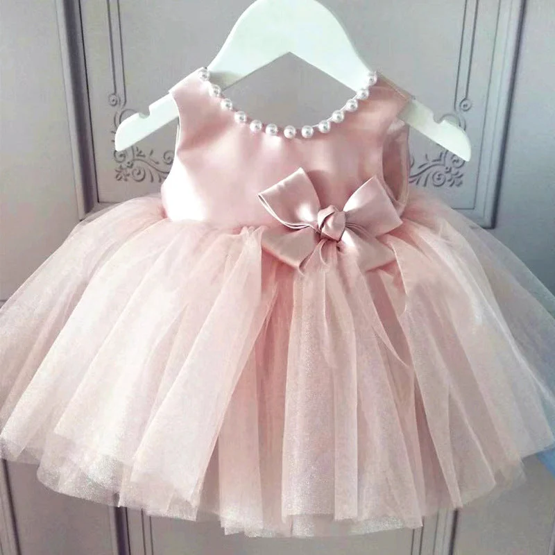 Baby Girl Birthday Party Dress Back Bow Puffy Sleeveless Princess Dress Tunics Polka dots Baby Girl Birthday Party Dress Back Bow Puffy Sleeveless Princess Dress Tunics Polka dots