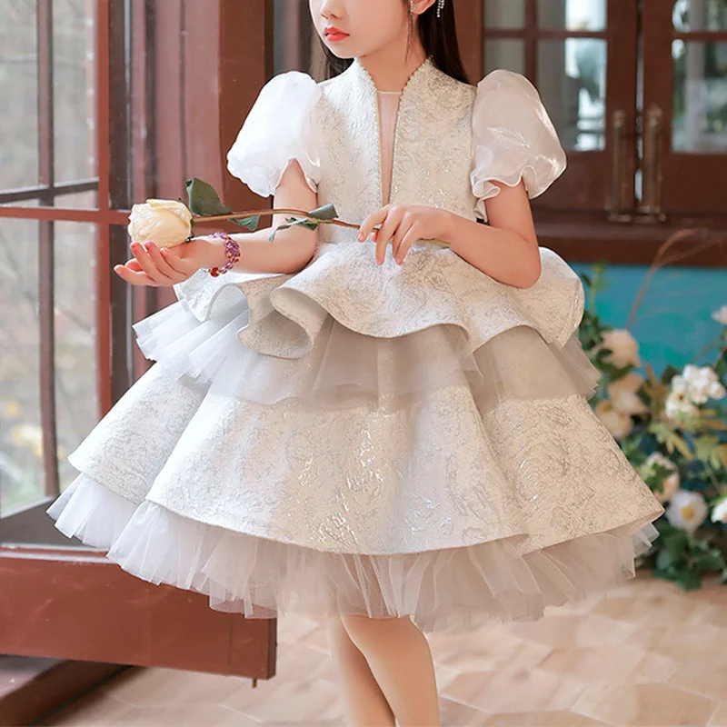 Girl Birthday Party Dress Toddler Summer White Flower Girl Dresses High-Low Hemline Casual Girl Birthday Party Dress Toddler Summer White Flower Girl Dresses High-Low Hemline Casual