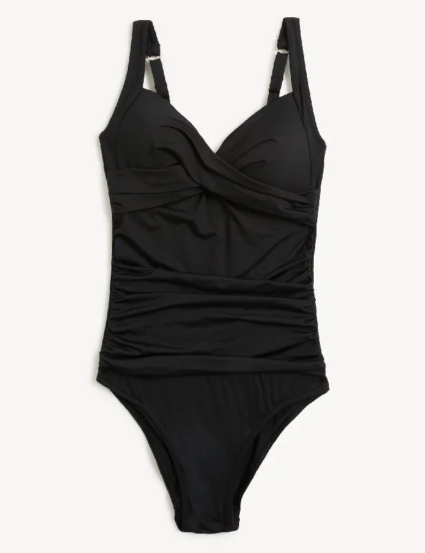 Tummy Control Padded Ruched Plunge Swimsuit Beachy Ruffle Bikini