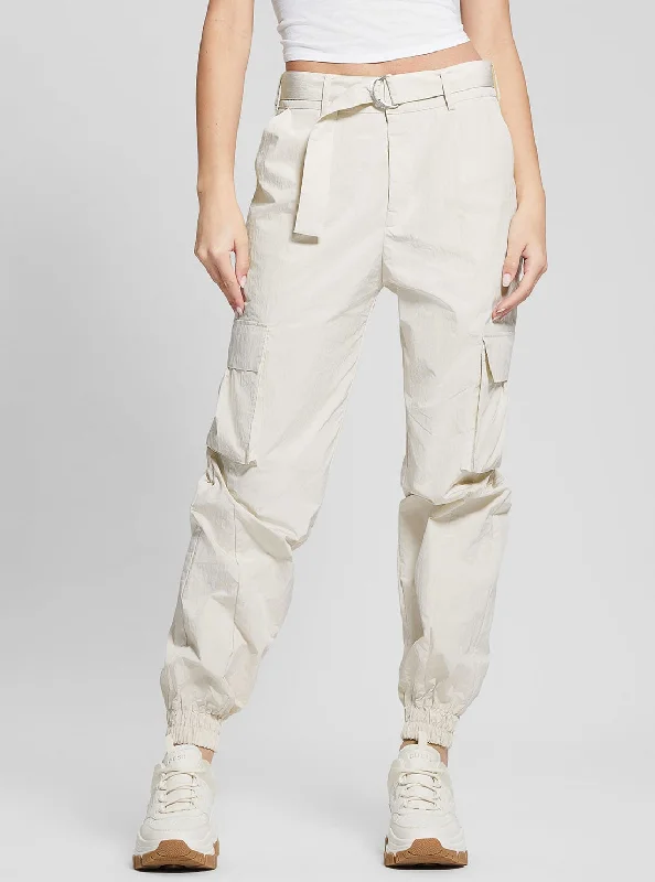 Cream Kori Cargo Pants Trendy Wide-Leg Pants