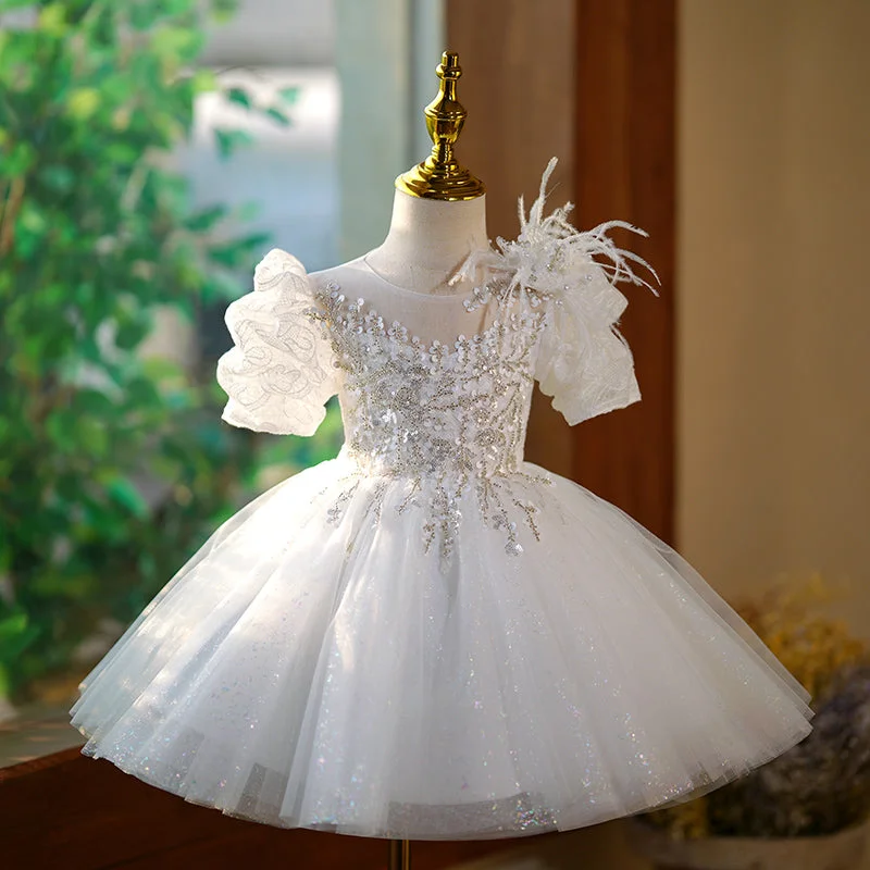Baby Girl and Toddler Birthday Party Dress Lace Sequin Puffy Princess Dress Tunics Mesh breathable Baby Girl and Toddler Birthday Party Dress Lace Sequin Puffy Princess Dress Tunics Mesh breathable