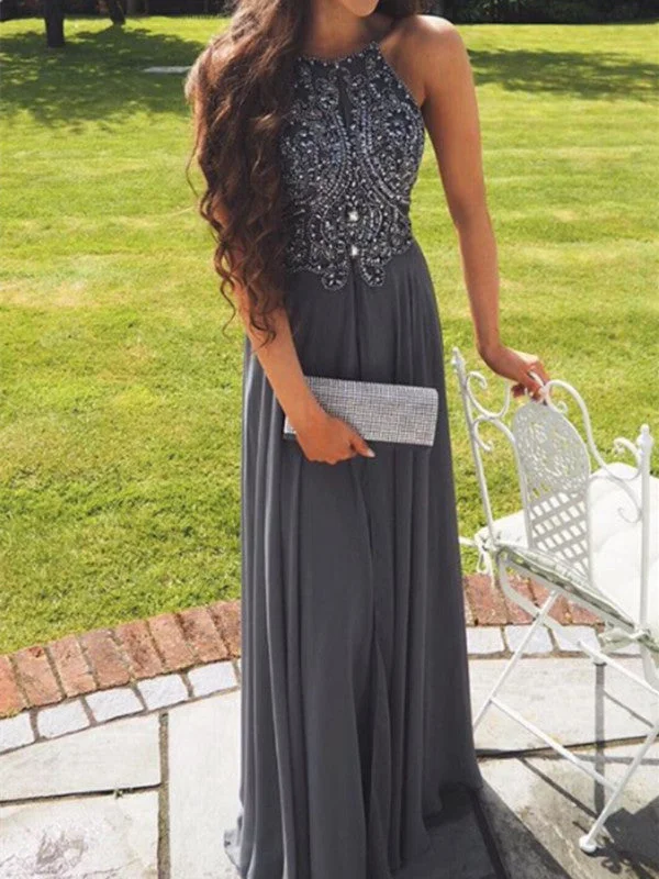 Custom Made A Line Grey/Gray Backless Chiffon Prom Dresses, Backless Bridesmaid Dresses, Wedding Party Dresses, Backless Evening Dresses Tunics Fashionable trendy Custom Made A Line Grey/Gray Backless Chiffon Prom Dresses, Backless Bridesmaid Dresses, Wedding Party Dresses, Backless Evening Dresses Tunics Fashionable trendy