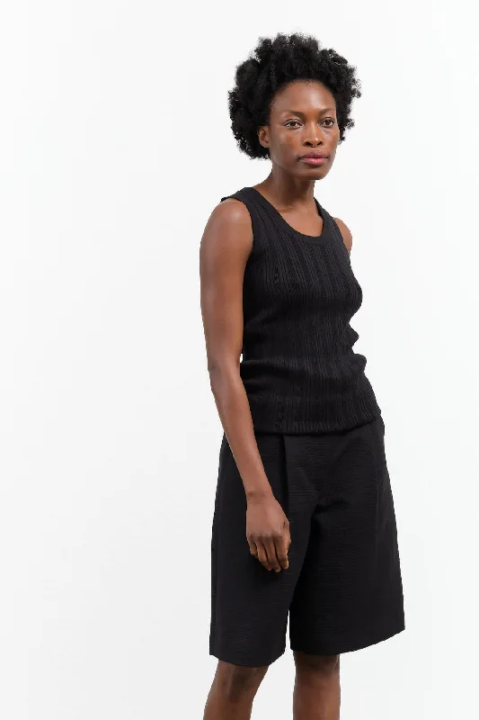 Pointelle Relaxed Tank in Black lime green tank