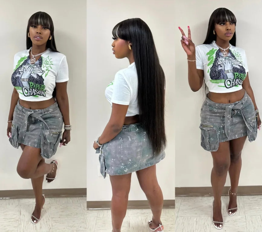 Bomblook C1107SK 2023 Cargo Denim Camo Slit Belt Skirts For Women Mini Skirt A Line Wrap Skirt velvet skirt plush Bomblook C1107SK 2023 Cargo Denim Camo Slit Belt Skirts For Women Mini Skirt A Line Wrap Skirt velvet skirt plush