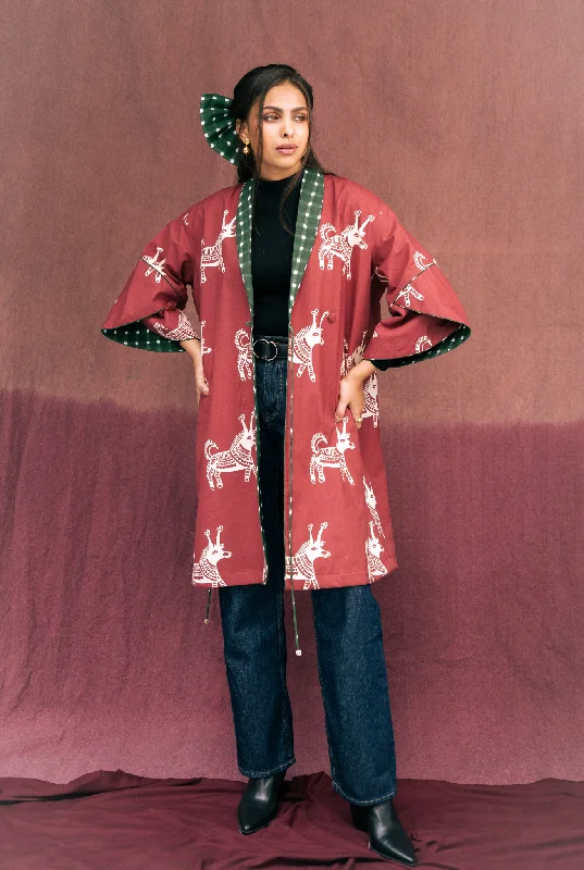 Gond Reversible Kimono Jacket Fleece Jacket Down Jacket Feather Jacket