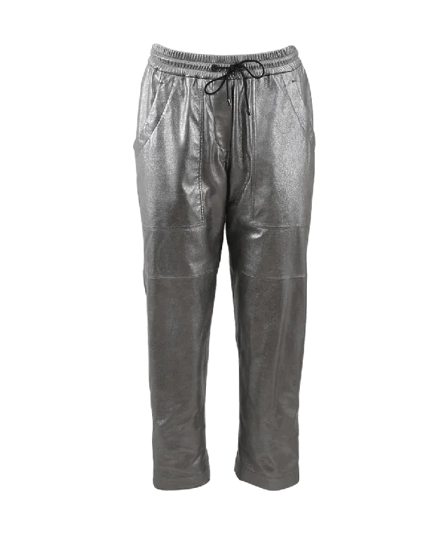 Leather Metallic Pant Casual Plaid Pants