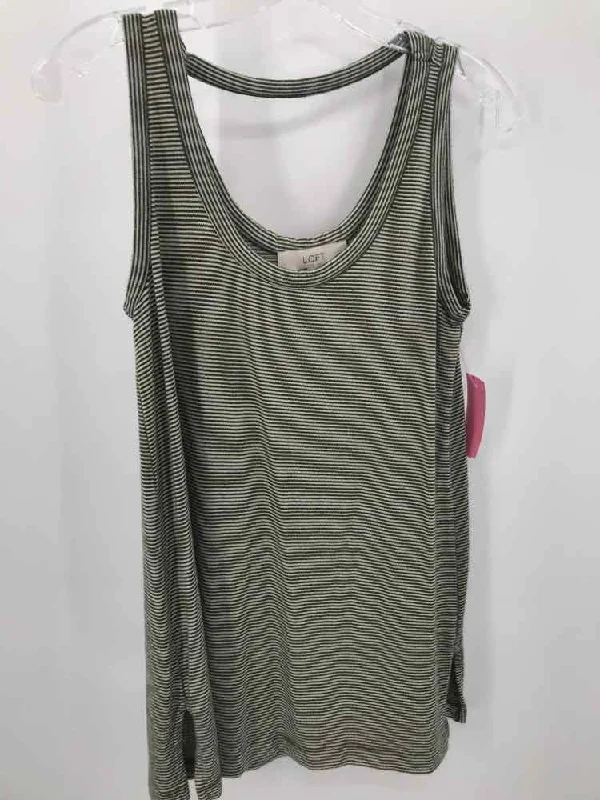 Pre-Owned Loft Green Size Small Stripe Tank Top grey tank top