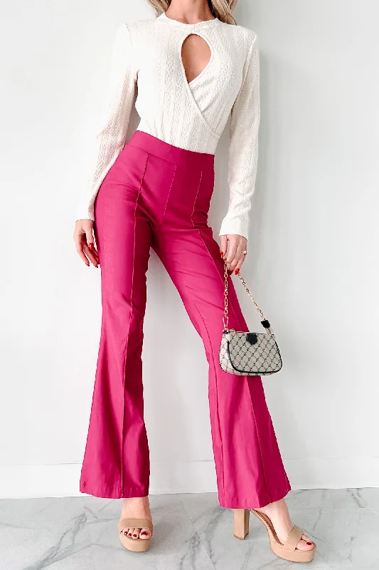 Make The Decisions High Waist Flare Pants (Hot Pink) Casual Yoga Pants