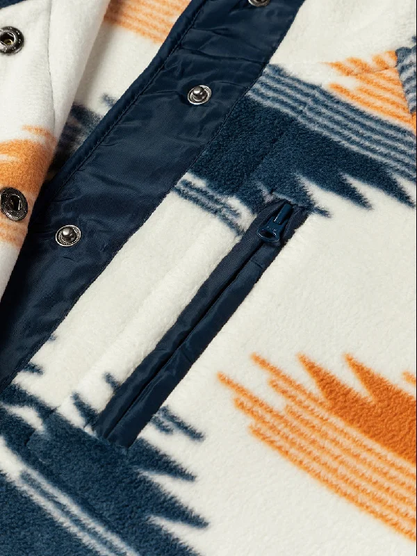 Button-Up Fleece Jacket with Geometric Print Print Jacket Jacquard Jacket Patchwork Jacket Button-Up Fleece Jacket with Geometric Print Print Jacket Jacquard Jacket Patchwork Jacket