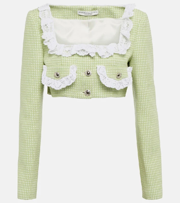 Alessandra Rich Cropped wool-blend jacket Belted Jacket Elasticated Jacket Padded Jacket Alessandra Rich Cropped wool-blend jacket Belted Jacket Elasticated Jacket Padded Jacket