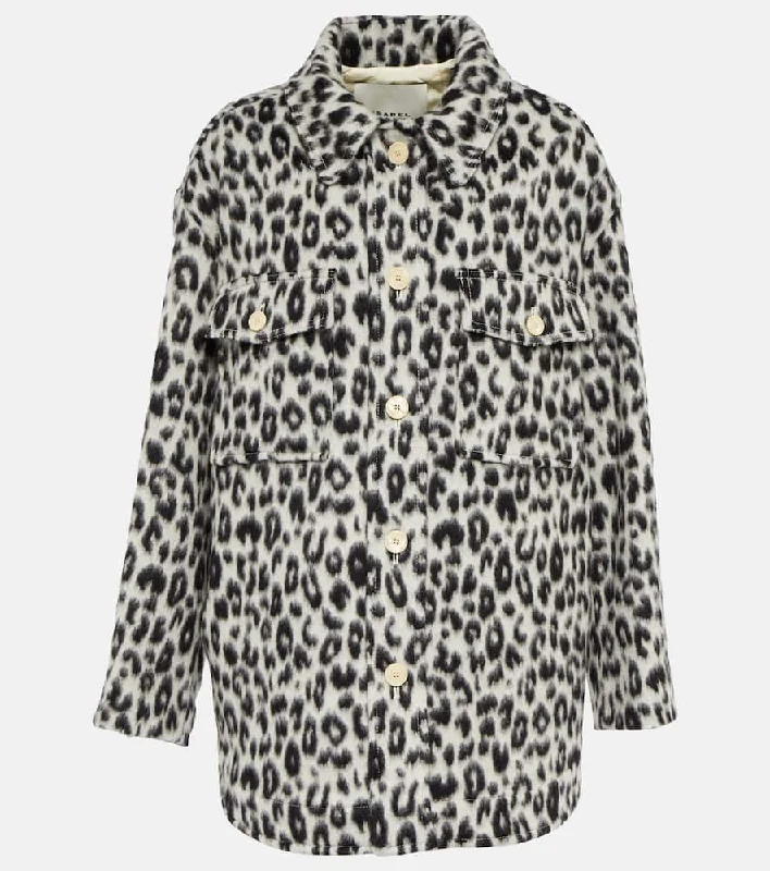 Isabel Marant Odelino leopard-print virgin wool jacket Welt Pockets Slit Pockets Flap Pockets Isabel Marant Odelino leopard-print virgin wool jacket Welt Pockets Slit Pockets Flap Pockets