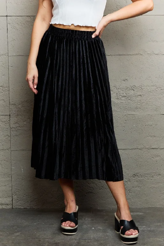 Ninexis Accordion Pleated Flowy Midi Skirt silk skirt sleek