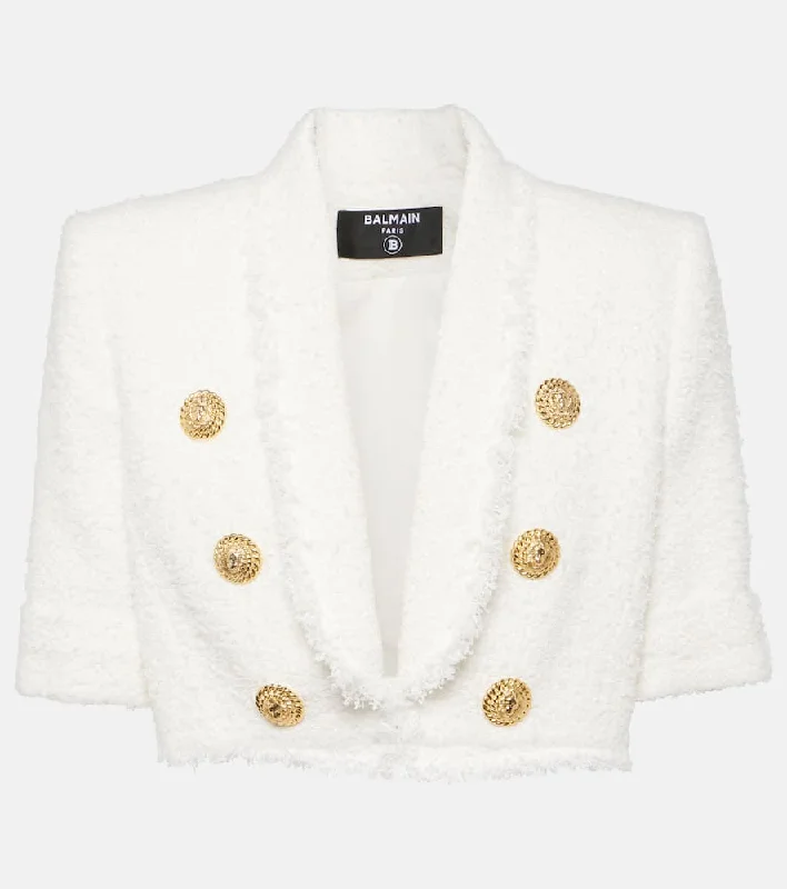 Balmain Spencer cropped tweed jacket Wool Fabric Cashmere Fabric Tweed Fabric