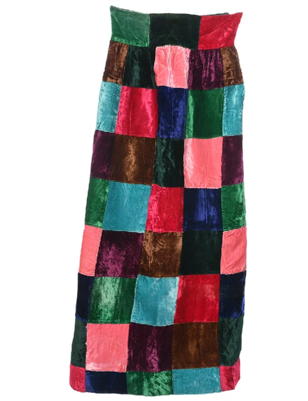 Velvet Midi Skirt - S button skirt front