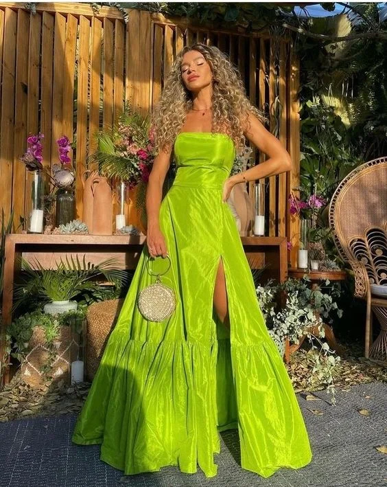 Simple Green A-Line Strapless Long Prom Dress Party Dress with Slit,DP529 Tunics Sale discount Simple Green A-Line Strapless Long Prom Dress Party Dress with Slit,DP529 Tunics Sale discount