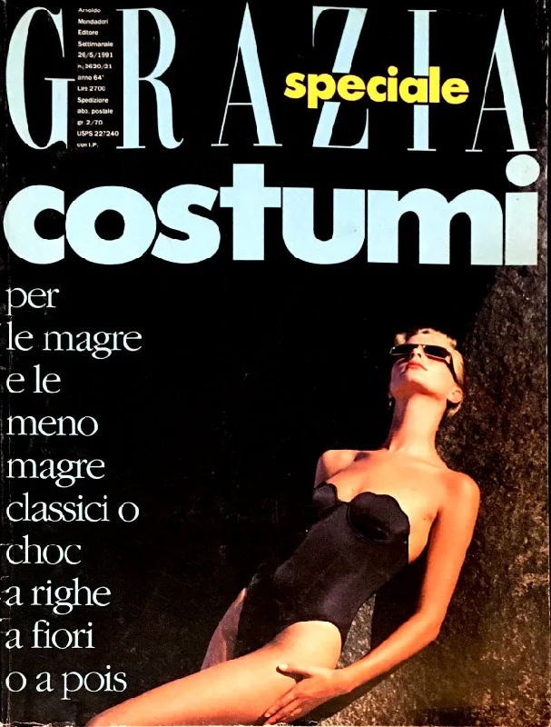 GRAZIA Italia Magazine May 1991 #2620 ANGIE EVERHART Swimsuit Special Reversible Bikini Set