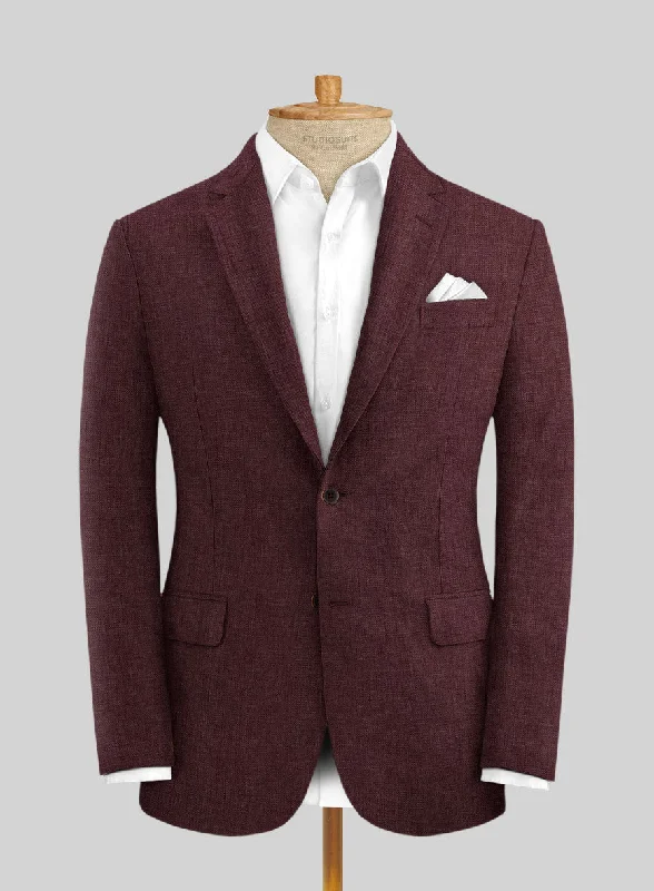 Solbiati Pericle Wine Linen Jacket Tailored Jacket Straight Jacket A-Line Jacket