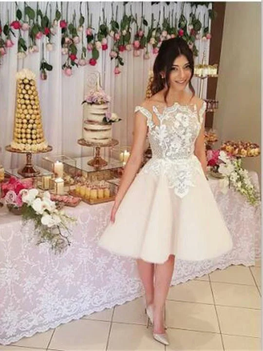 Lace Homecoming Dresses A-line Knee-length Short Prom Dress Party Dress JK604 Crew Neckline Sporty Lace Homecoming Dresses A-line Knee-length Short Prom Dress Party Dress JK604 Crew Neckline Sporty