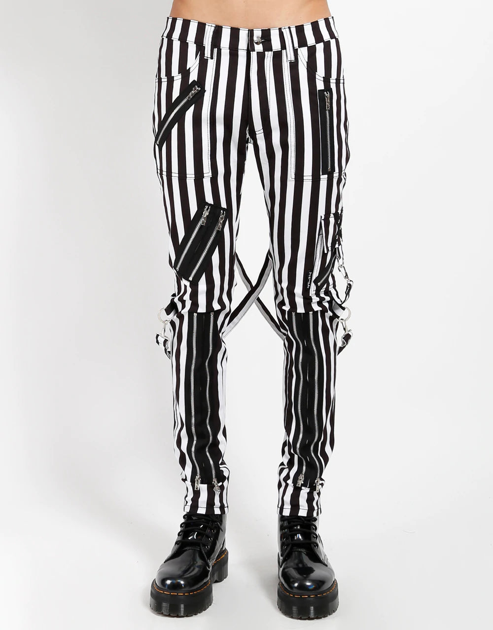 UNISEX Medium Stripe Classic Slim Leg Bondage Pant Soft Wool Pants