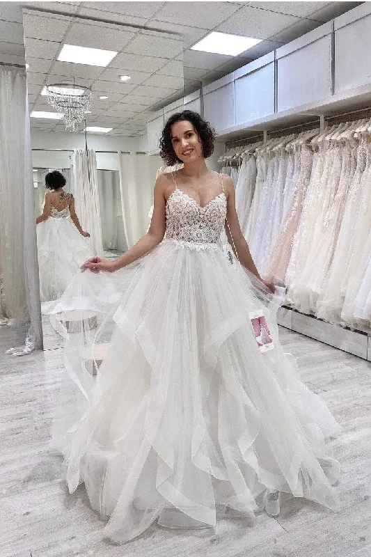 Lace Tulle Wedding Gown with Horsehair Skirt lace skirt elegant