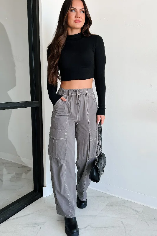 Macaulay Wide Leg Cargo Pants (Graphite) Trendy Work Pants
