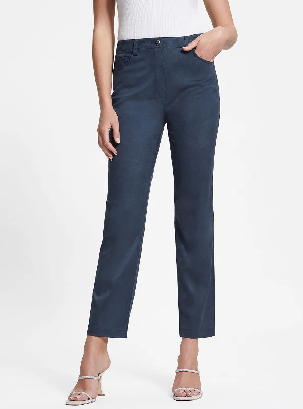 Eco Blackened Blue Kelly Straight Pants Chic Black Leggings