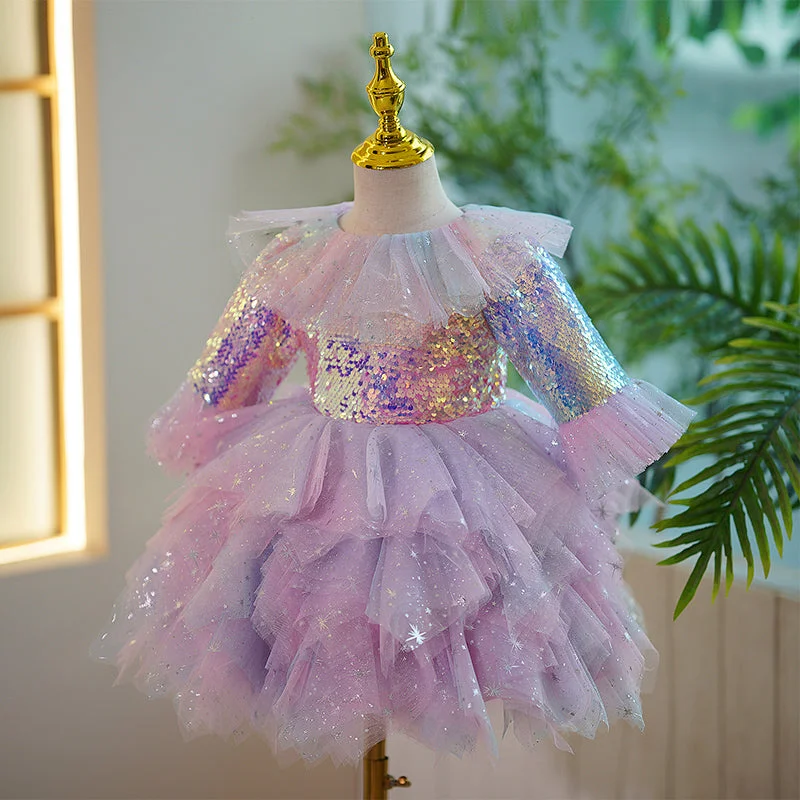 Baby Girl and Toddler Princess Dress Pink Sequin Mesh Cake Fluffy Birthday Party Dress Tunics Long Elegant Baby Girl and Toddler Princess Dress Pink Sequin Mesh Cake Fluffy Birthday Party Dress Tunics Long Elegant