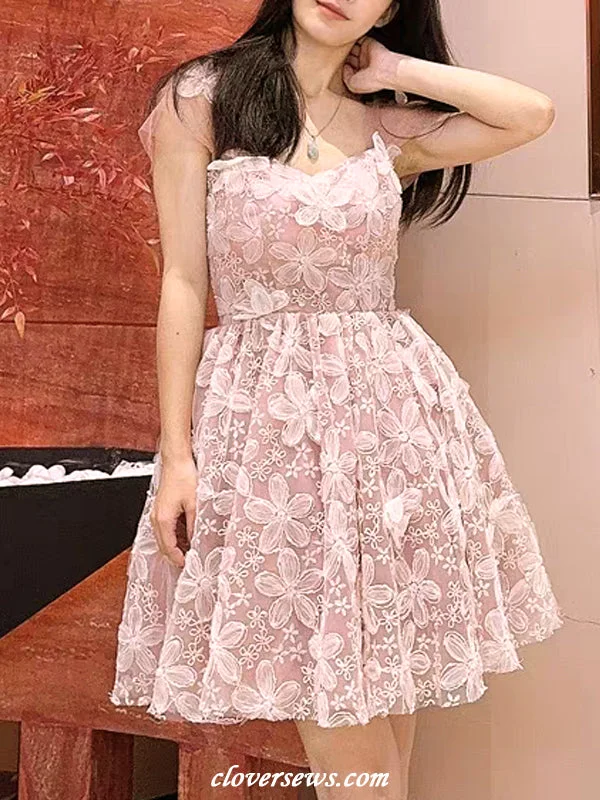 Peach Pink Floral Lace Off The Shoulder Hoco Party Dresses CH0086 Tunics Mesh breathable Peach Pink Floral Lace Off The Shoulder Hoco Party Dresses CH0086 Tunics Mesh breathable