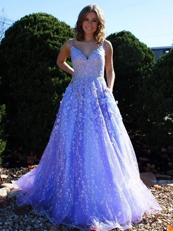 A Line V Neck Blue Tulle Lace Appliques Long Prom Dresses 2021 , Elegant Blue Lace Evening Formal Party Dresses Sequined Elegant Party A Line V Neck Blue Tulle Lace Appliques Long Prom Dresses 2021 , Elegant Blue Lace Evening Formal Party Dresses Sequined Elegant Party