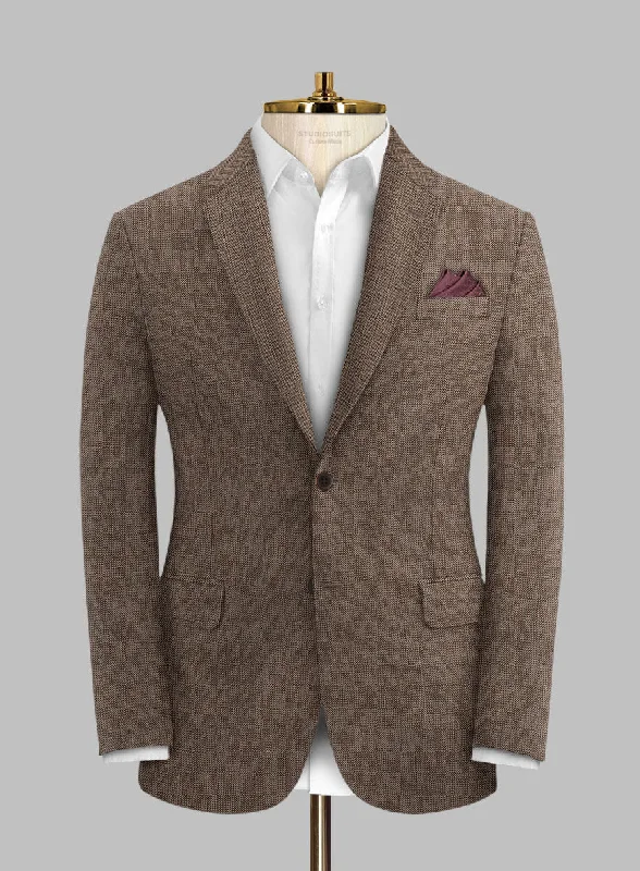 Solbiati Dark Brown Herringbone Linen Jacket Nylon Fabric Polyester Fabric Spandex Fabric Solbiati Dark Brown Herringbone Linen Jacket Nylon Fabric Polyester Fabric Spandex Fabric