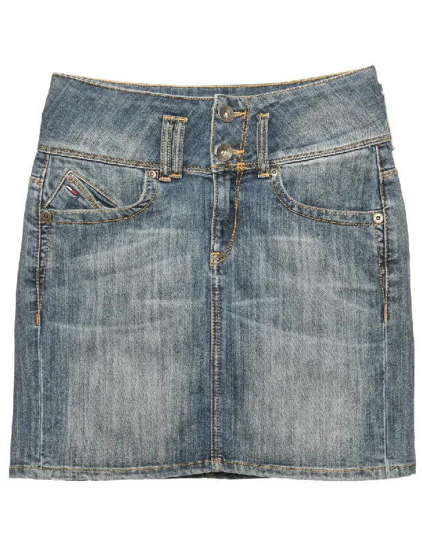Tommy Hilfiger 1990s Denim Mini Skirt - M lace skirt feminine