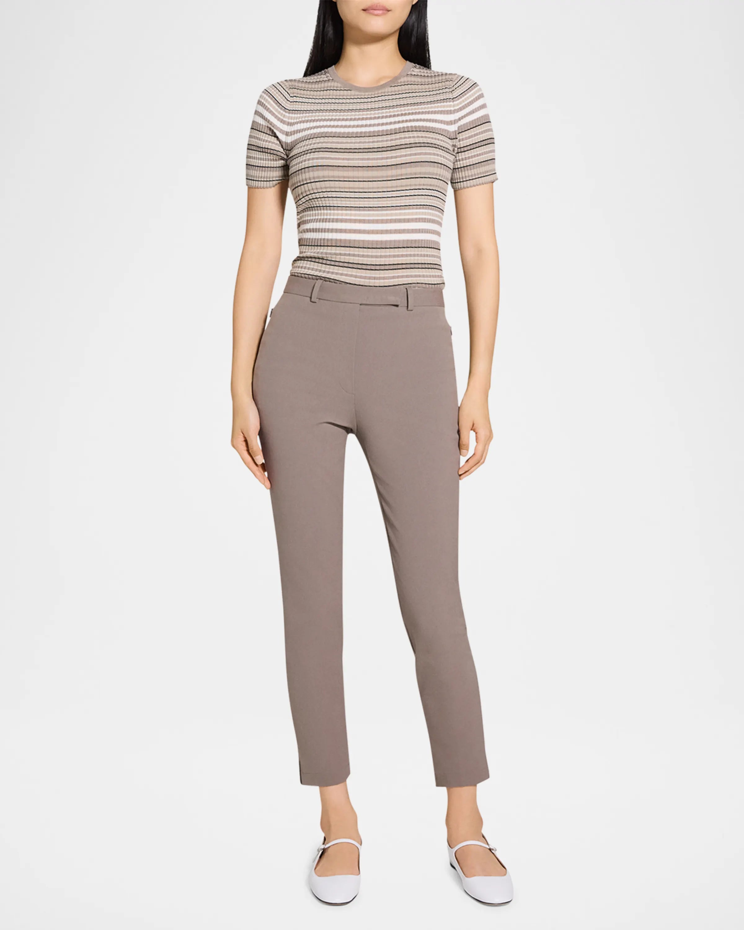 Tapered High-Rise Pant Walnut - Theory Women High-Waist Trousers