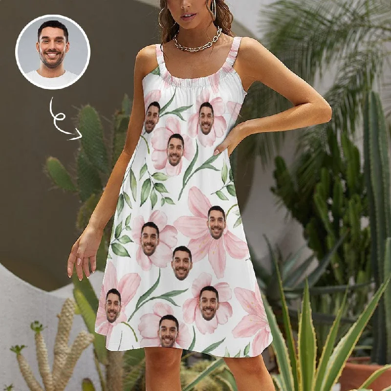 Custom Face Watercolor Flower Plant Beach Sling Skirt Personalized Sundress Women's Dress cashmere skirt rich