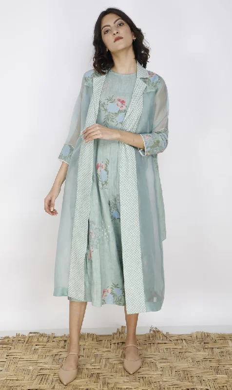 Pallavi Singh mint printed dress and jacket set in silk and organza Belted Jacket Elasticated Jacket Padded Jacket Pallavi Singh mint printed dress and jacket set in silk and organza Belted Jacket Elasticated Jacket Padded Jacket