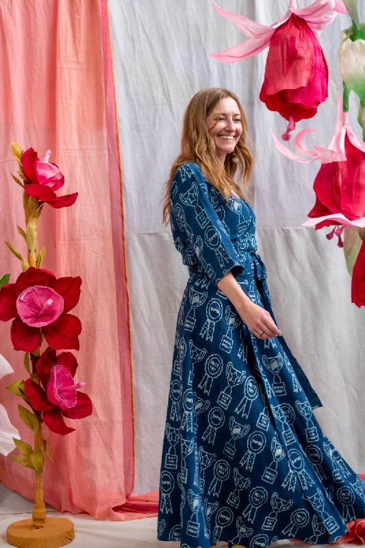 Maxi Wrap Skirt – Trophy Print Mud Resist Indigo corduroy skirt durable