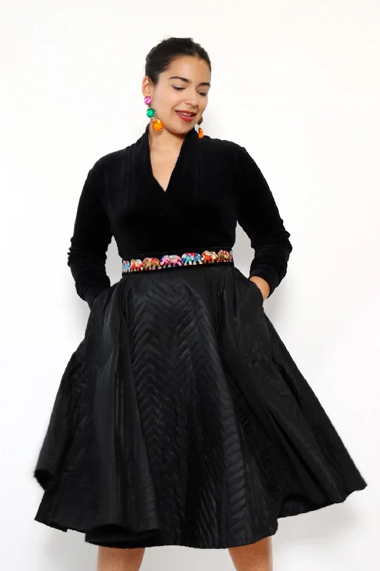 Quilted Circle Skirt M/L velvet skirt sumptuous