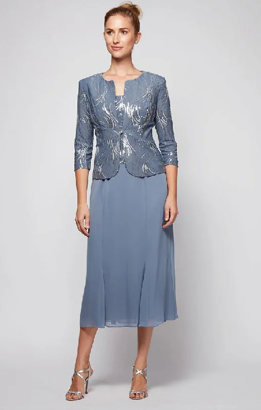 Tea-Length Firework Sequin Jacket Dress with Chiffon Skirt Appliqued Jacket Beaded Jacket Sequined Jacket Tea-Length Firework Sequin Jacket Dress with Chiffon Skirt Appliqued Jacket Beaded Jacket Sequined Jacket