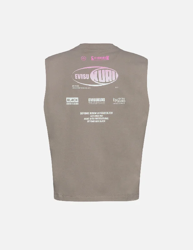 Logo Print Shoulder-Pad Tank Top glitter tank top
