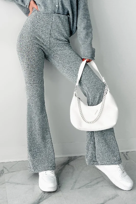 Anastasia Metallic Flare Pants (Silver) High-Waist Yoga Pants