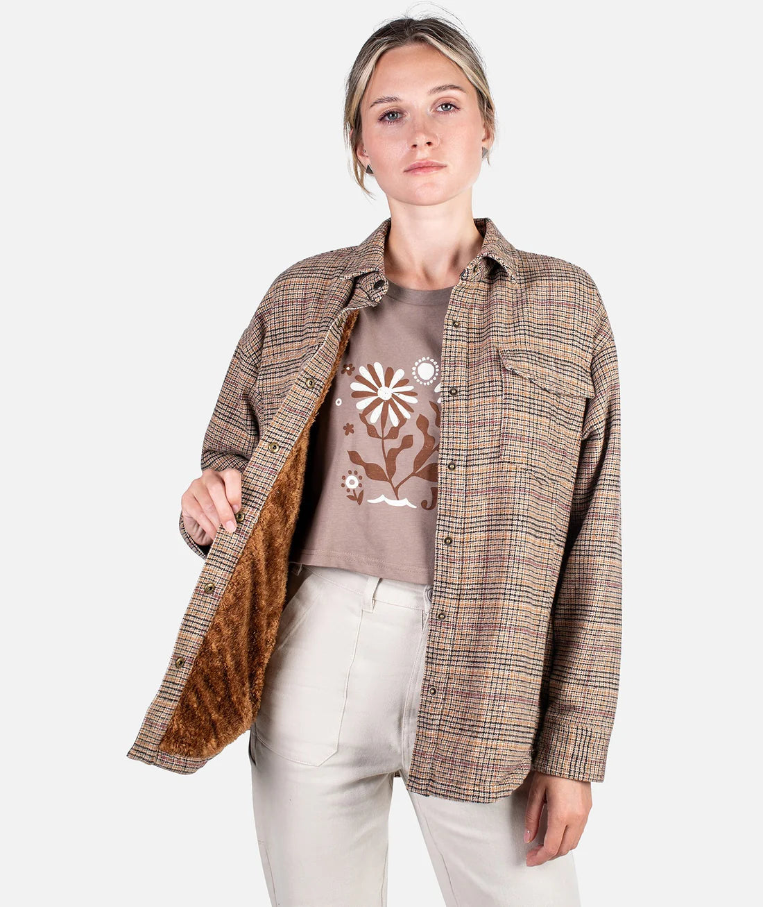 Nivean Flannel Jacket - Tan Oversized Jacket Tailored Jacket Straight Jacket