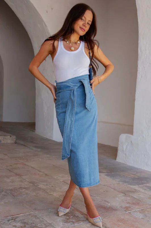 Denim Wrap Skirt chiffon skirt delicate